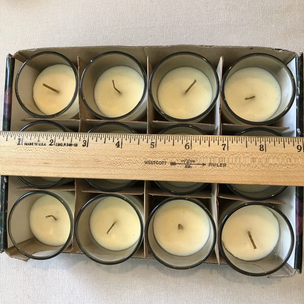 Classic Cream Votive Candle Set in Clear Glass - one dozen